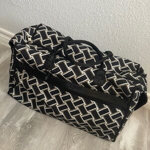 NWOT DVF Black White Brown Travel Carry On Duffle Bag